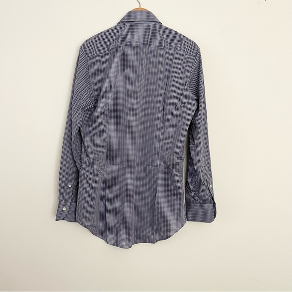 Ledbury Men’s Slim Fit 100% Cotton Purple Gingham Check size 16 - Picture 3 of 4